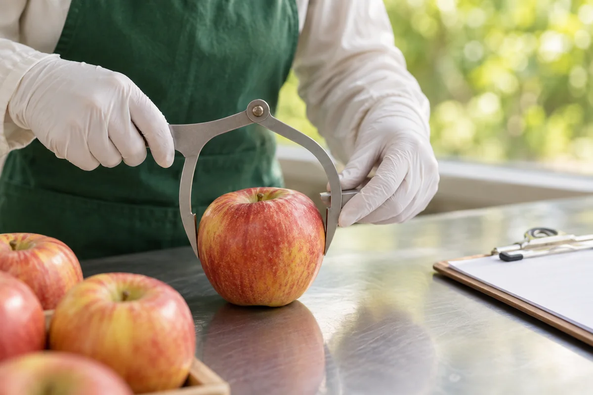 Illustrative check of apple diameter